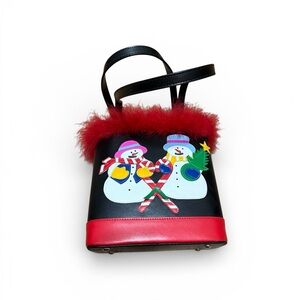 Festive Snowman Black and Red Shoulder Bag